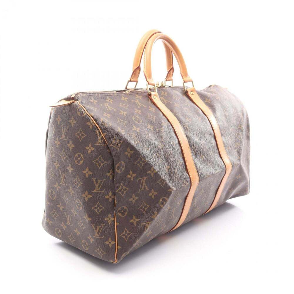 LOUIS VUITTON Brown Monogram Leather Keepall 50 Boston Bag - Picture 2 of 11